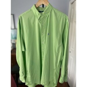Ralph Lauren Blake Cotton Button Down Shirt Long Sleeve Green 90s Vintage Mens L